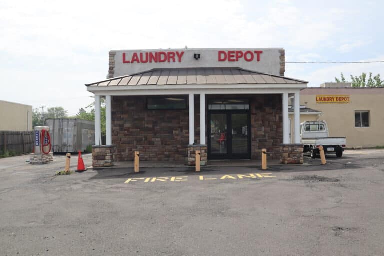 a building with a sign on the front