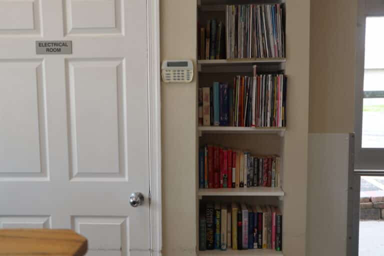 a bookshelf with books on it