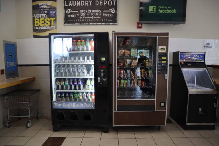 a machine with drinks and snacks